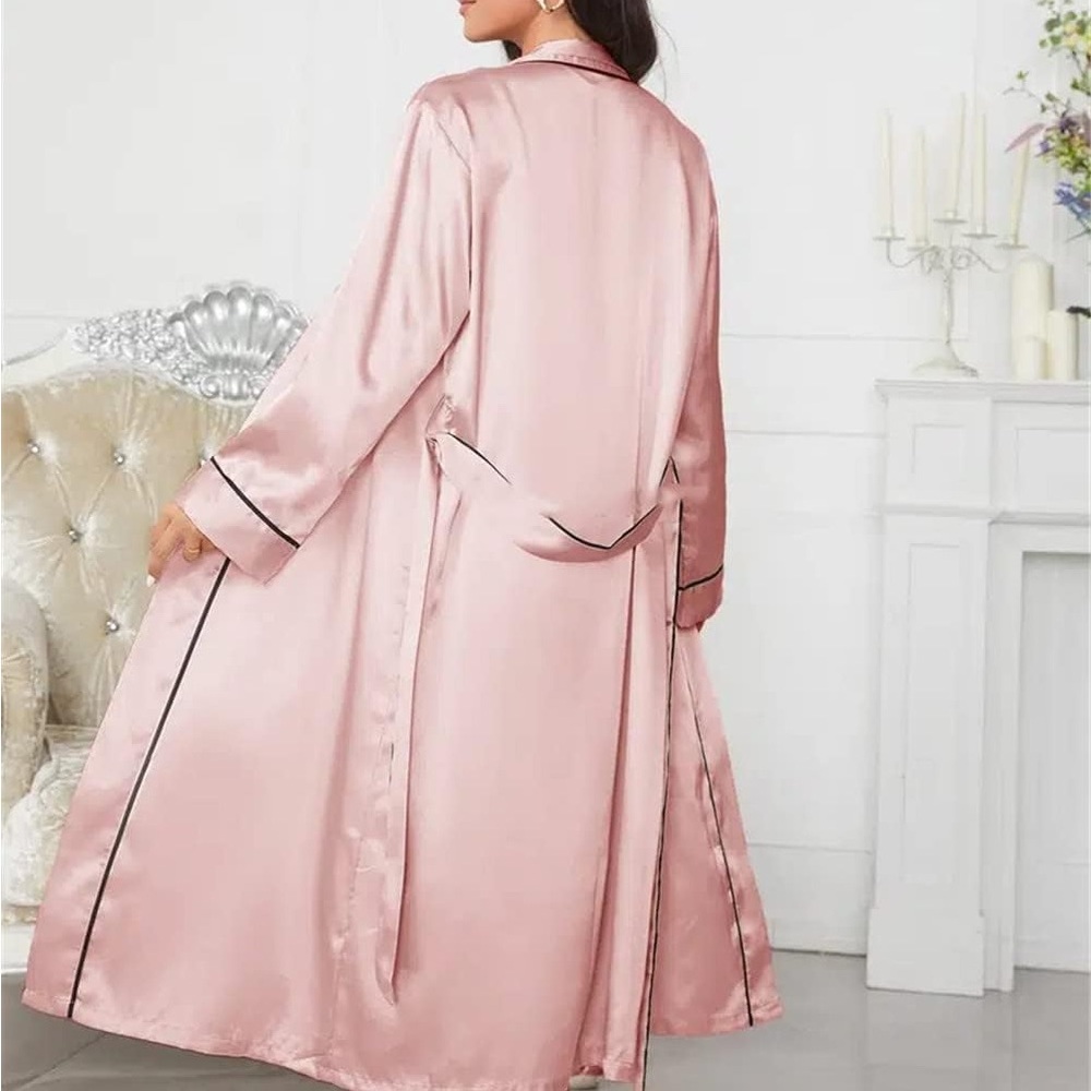 Elegant Pink Satin Robe